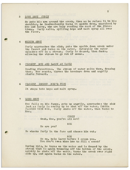 Moe Howard's Personally Owned Script for the 1946 Three Stooges Film ''Beer Barrel Polecats''
